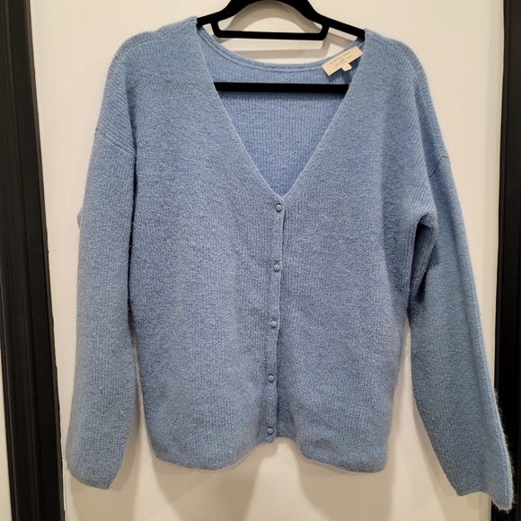 ​Sézane Barry Jumper Light Blue Cardigan French Girl Quiet Luxury Knit Soft Cozy - Picture 7 of 15